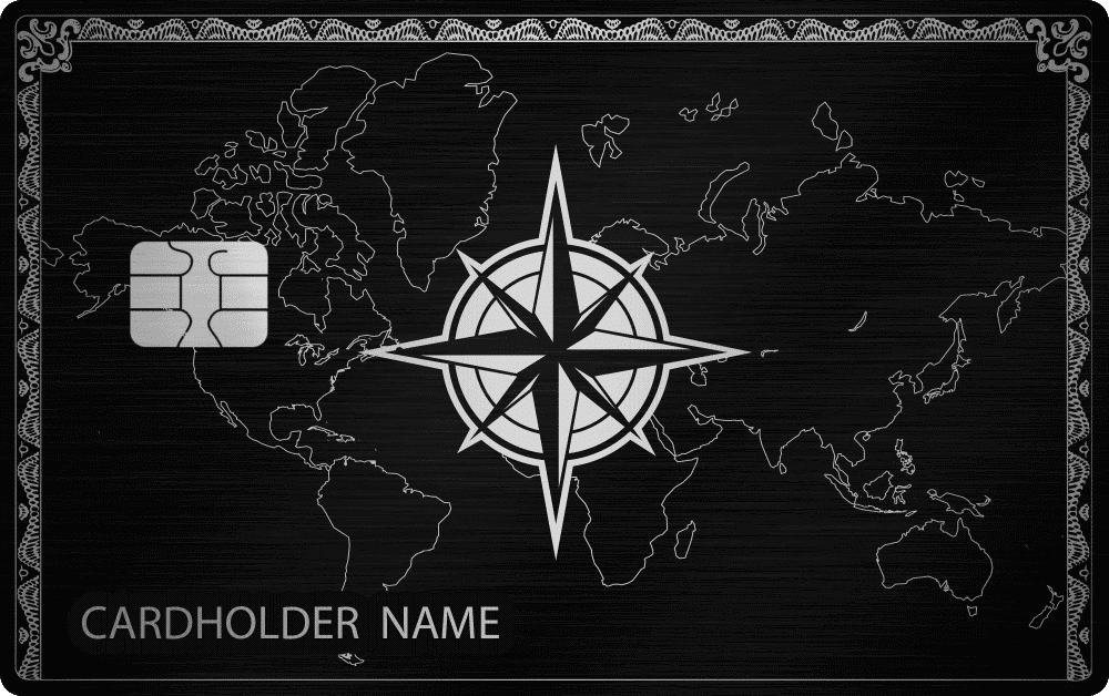 Compass Navigator metal card, engraved stainless steel by Metacards