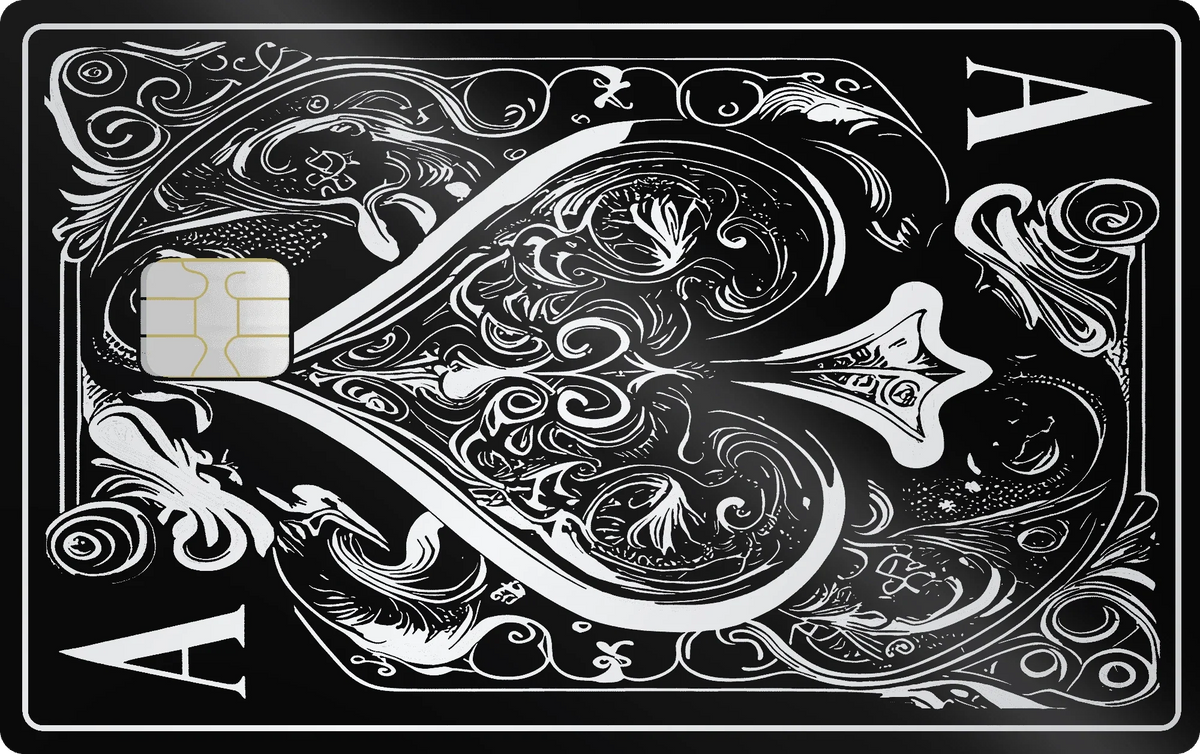 Ace of Spades metal card in Glossy Black Silver