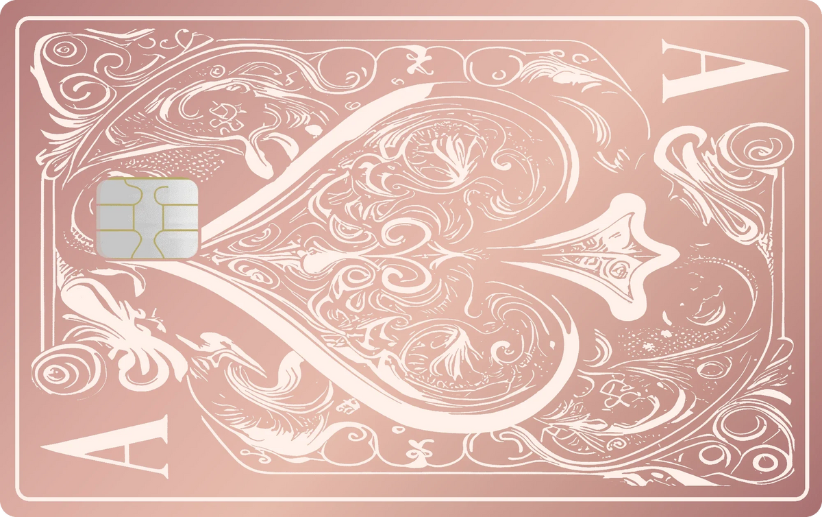 Ace of Spades metal card in Glossy Rose Gold