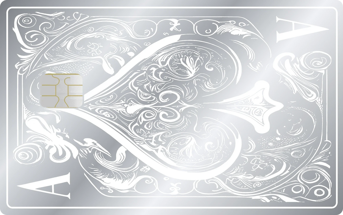 Ace of Spades metal card in Glossy Silver
