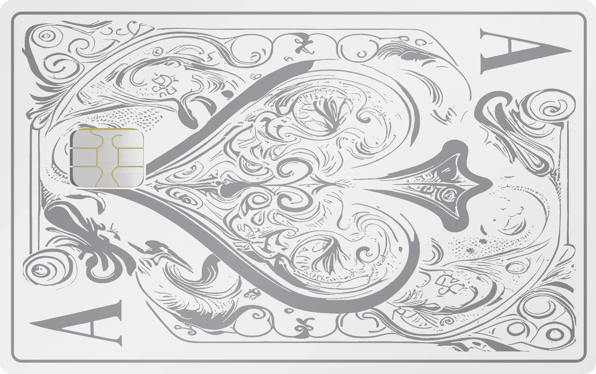 Ace of Spades metal card in White
