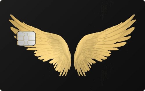 Angel Wings metal card in Black Gold