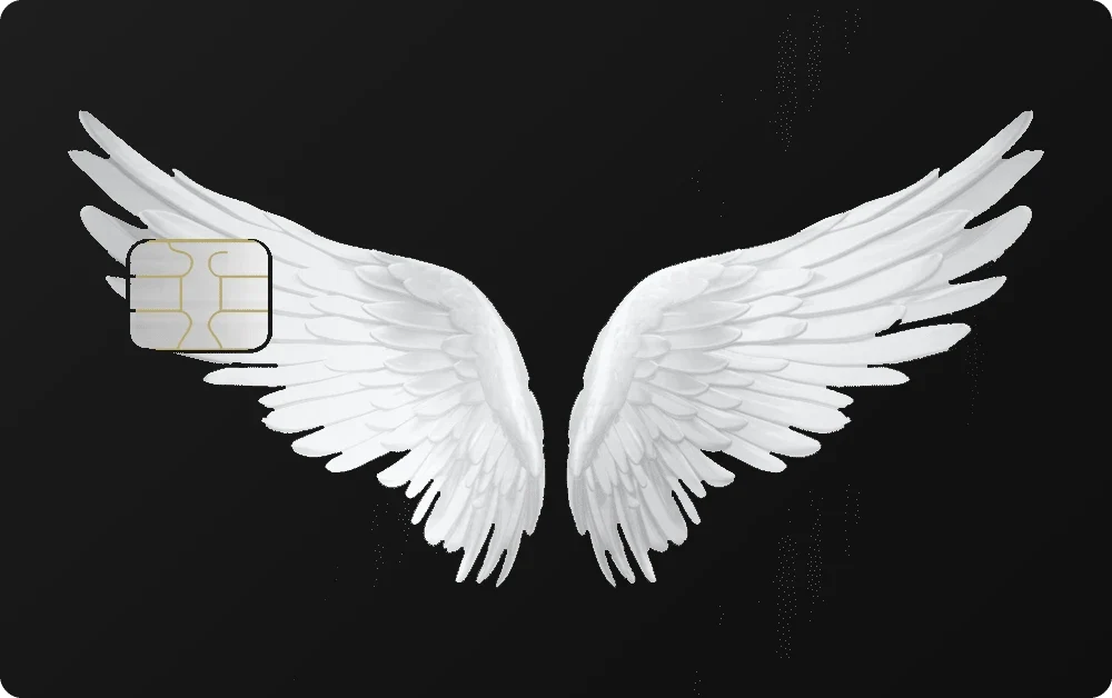 Angel Wings metal card in Black Silver