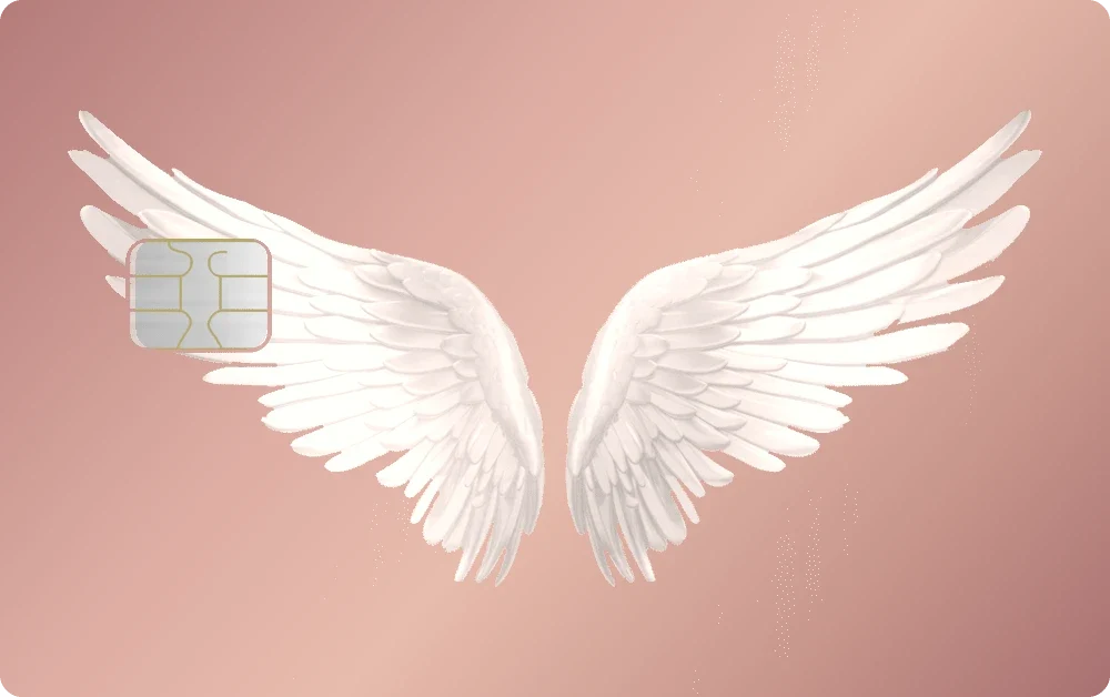 Angel Wings metal card in Glossy Rose Gold