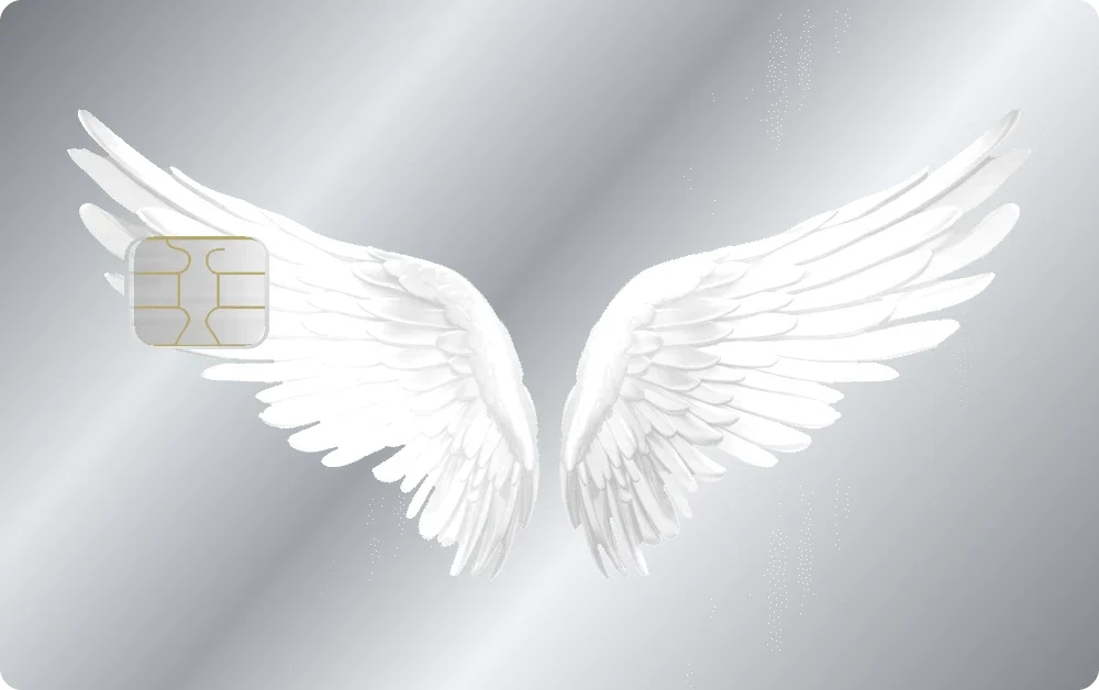 Angel Wings metal card in Glossy Silver