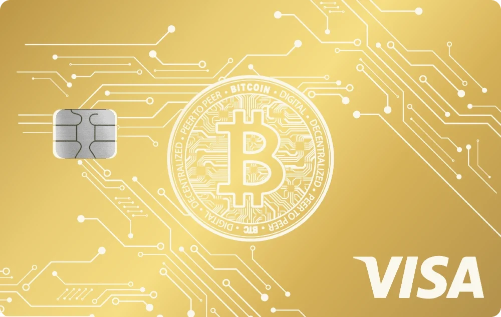 Bitcoin Circuit metal card in Glossy Gold, engraved stainless steel by Metacards