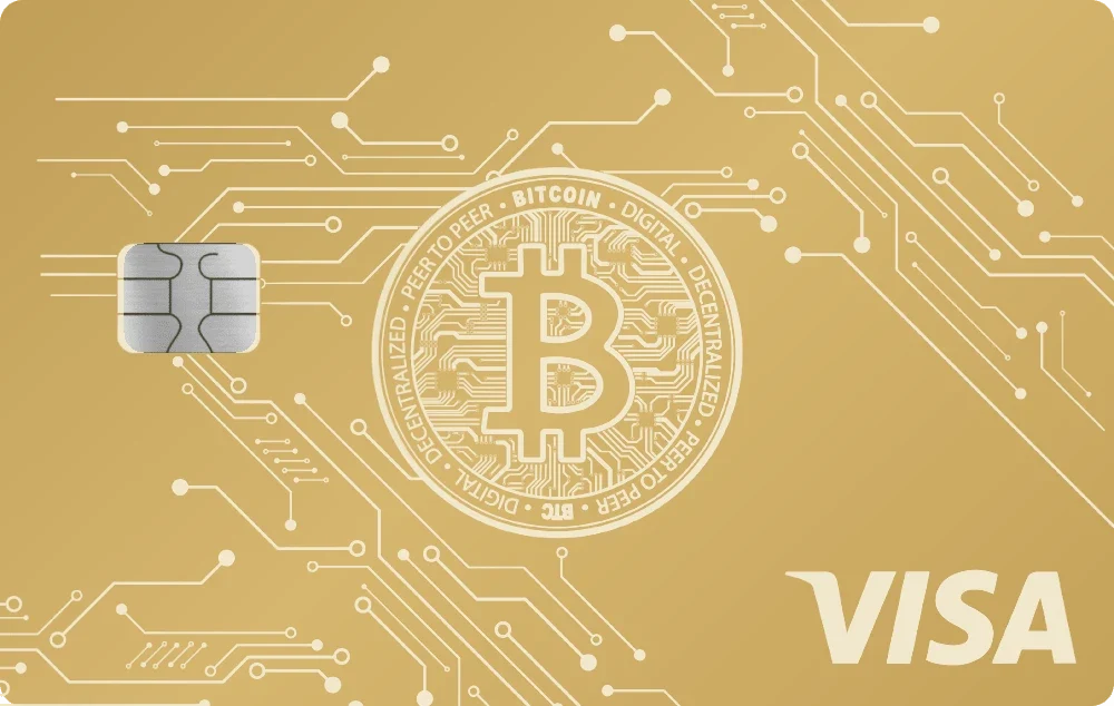 Bitcoin Circuit metal card in Matte Gold, engraved stainless steel by Metacards