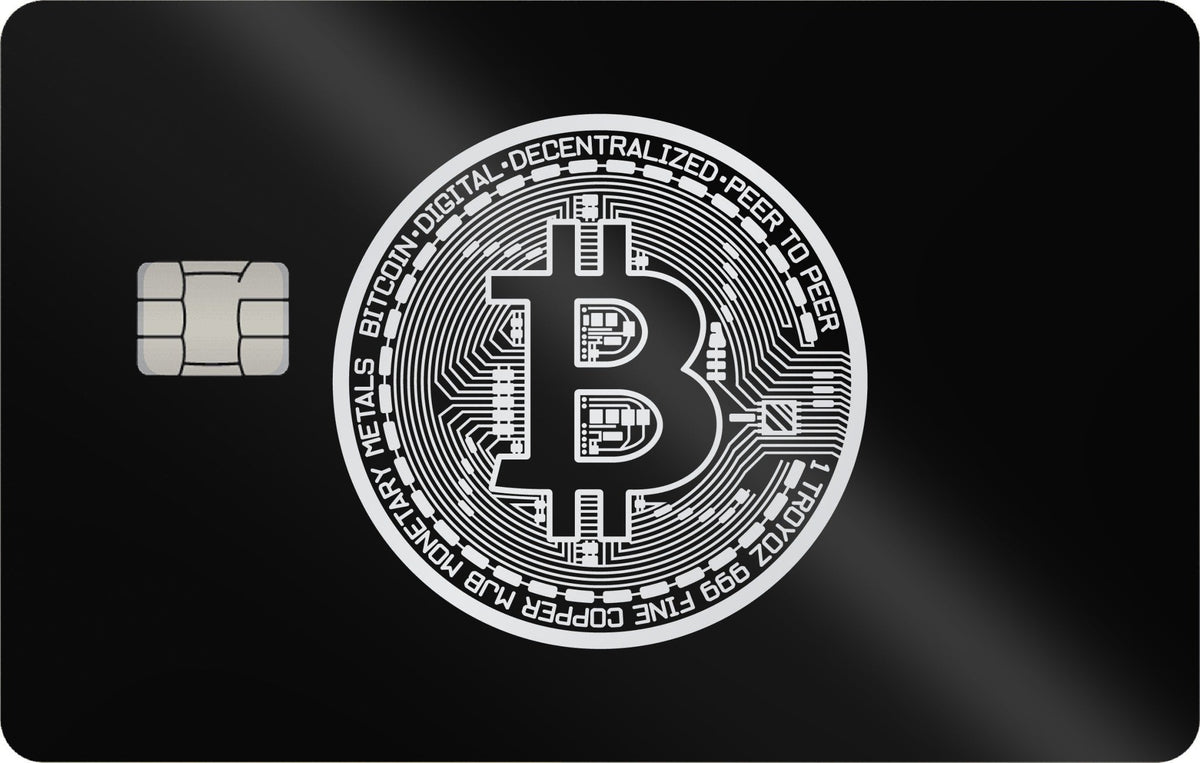 Bitcoin Gold metal card in Glossy Black Silver