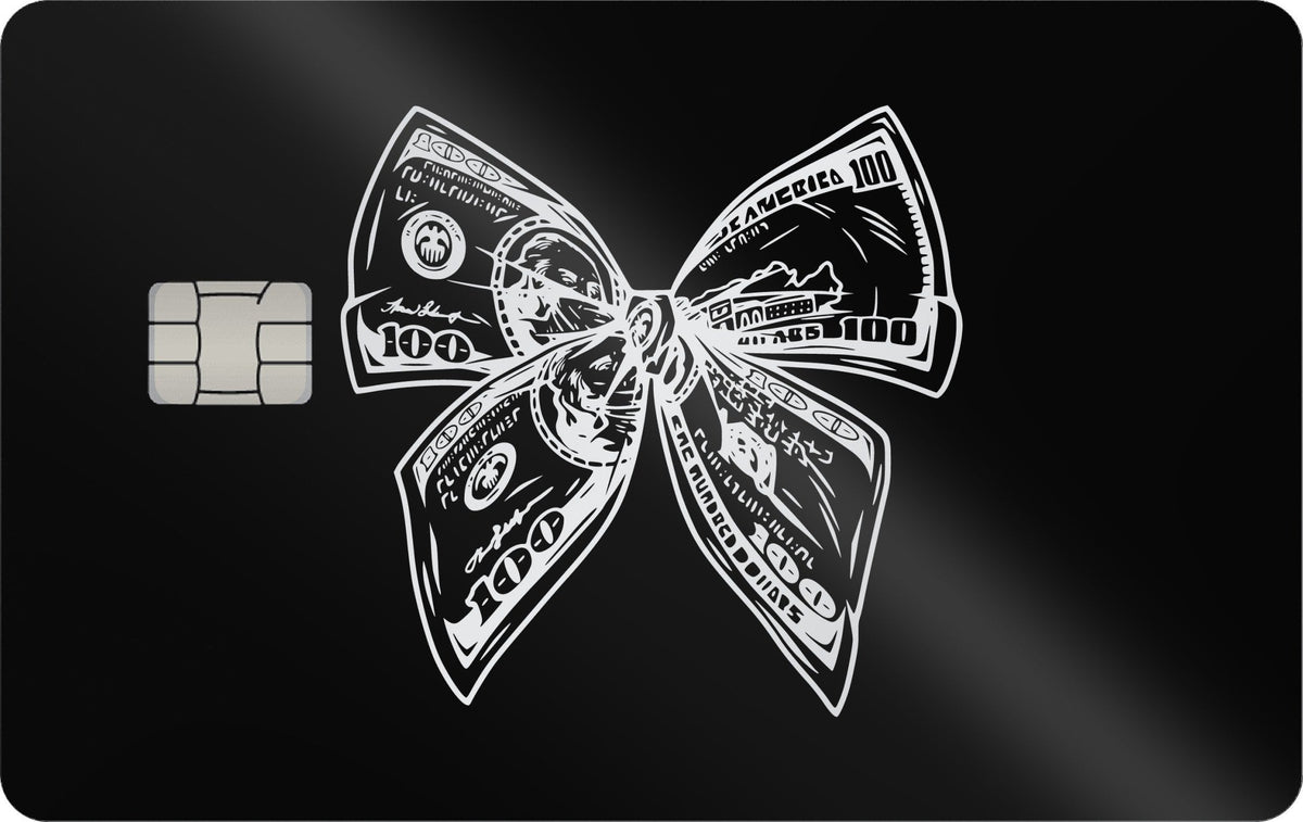 Bow of Money metal card in Glossy Black Silver