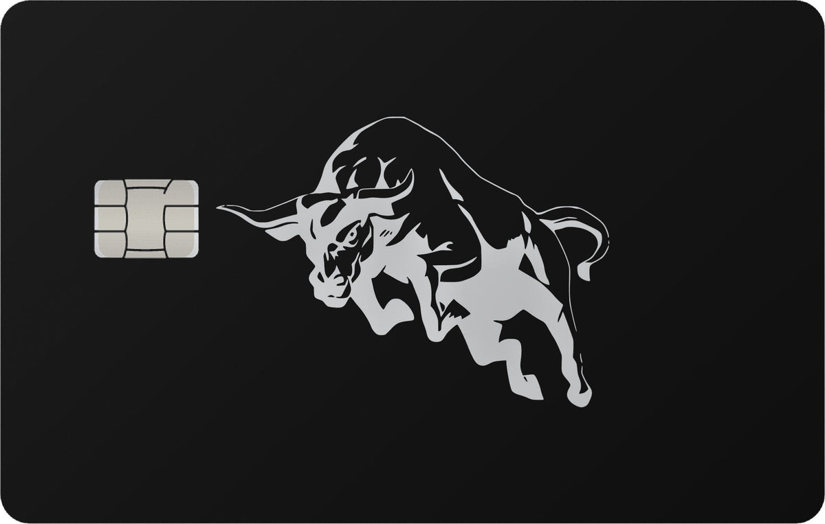 Bull metal card in Black Silver
