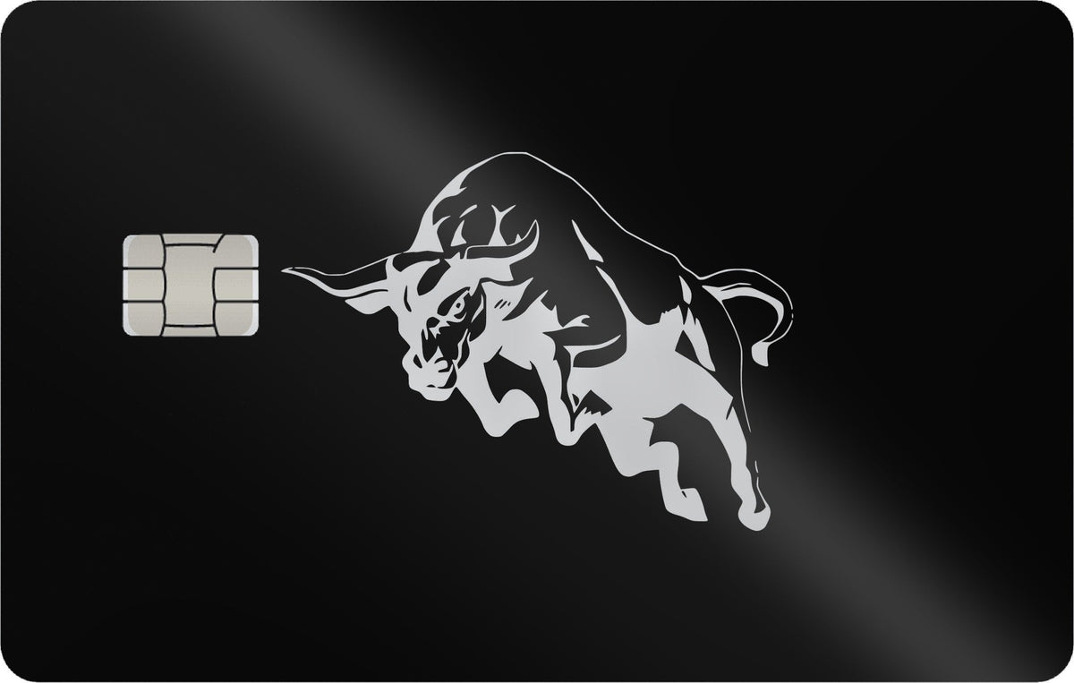 Bull metal card in Glossy Black Silver