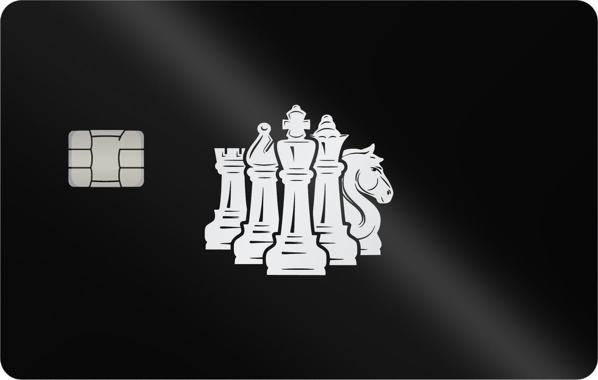 Chess metal card in Glossy Black Silver