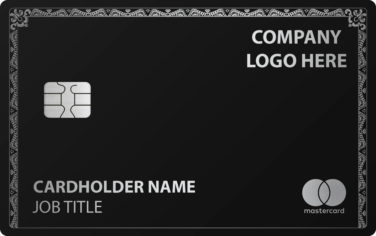 Company Logo metal card in Black Silver, engraved stainless steel by Metacards