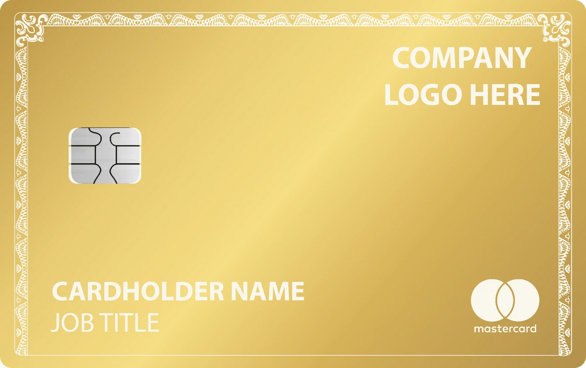 Company Logo metal card in Glossy Gold, engraved stainless steel by Metacards