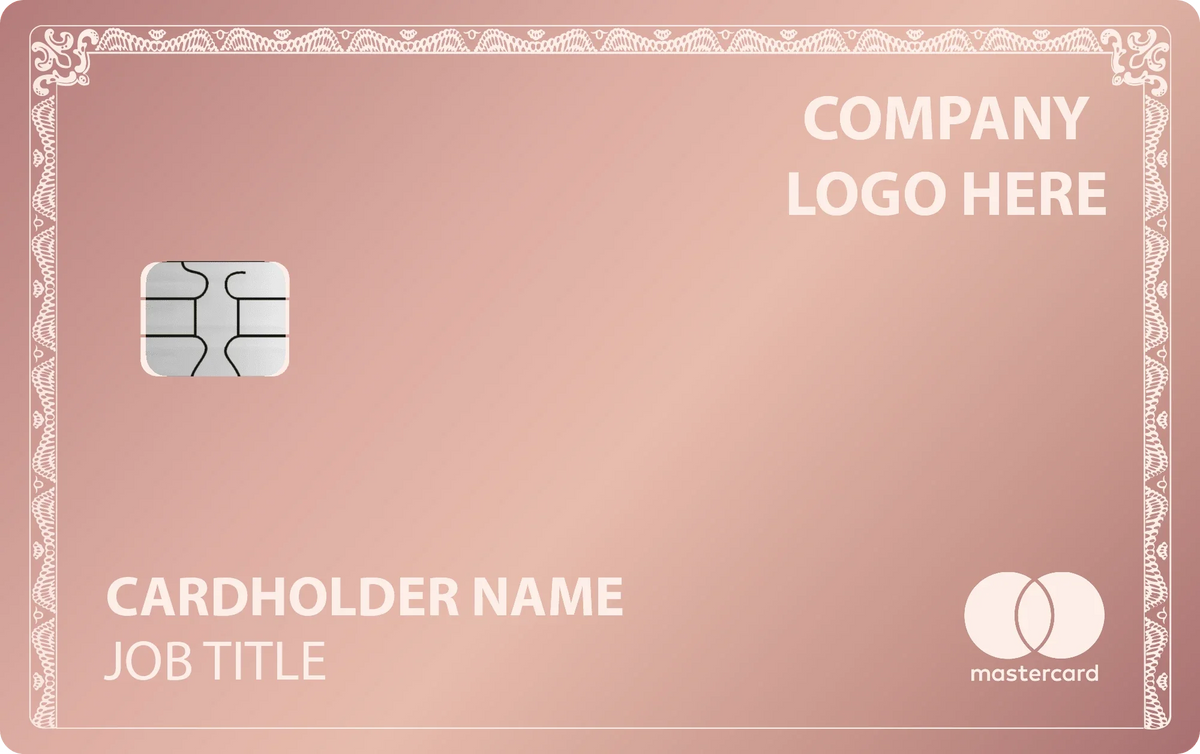 Company Logo metal card in Glossy Rose Gold, engraved stainless steel by Metacards