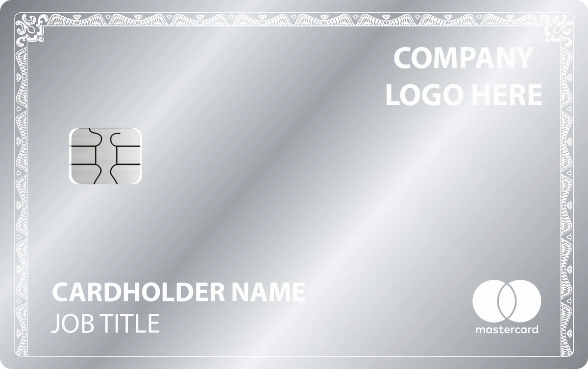Company Logo metal card in Glossy Silver, engraved stainless steel by Metacards