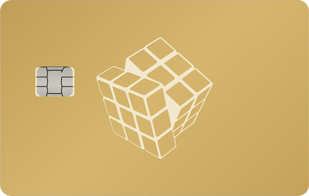 Cube metal card in Matte Gold