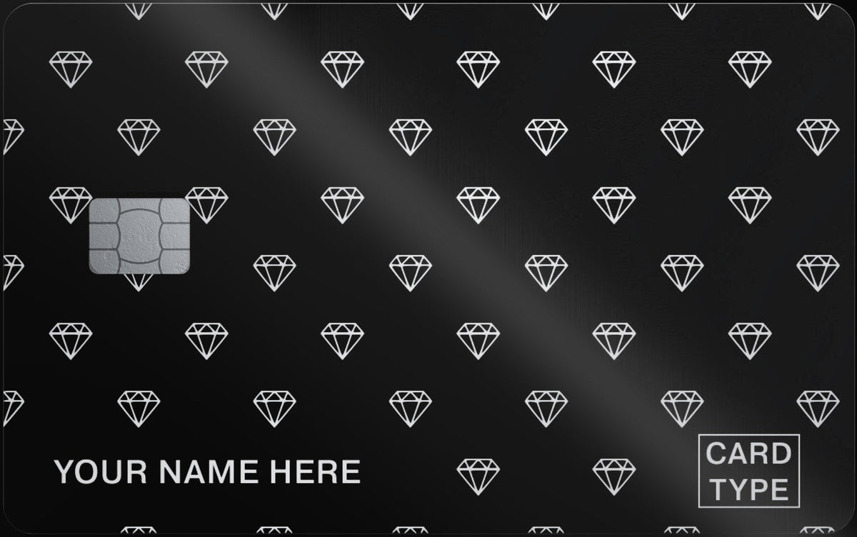 Diamond Pattern metal card in Glossy Black Silver