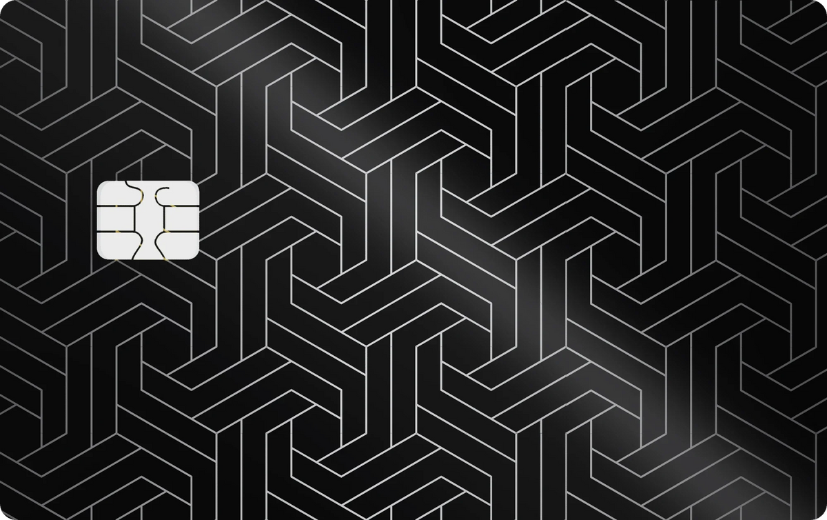 Geometric Weave metal card in Glossy Black Silver