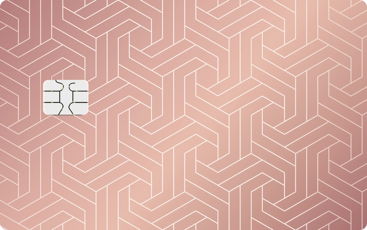 Geometric Weave metal card in Glossy Rose Gold