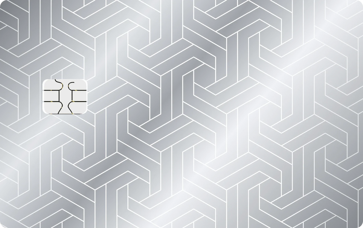 Geometric Weave metal card in Glossy Silver
