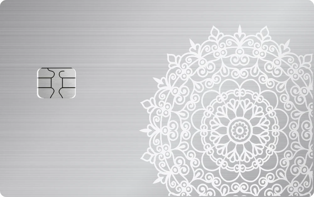 Golden Mandala metal card in Brushed Silver