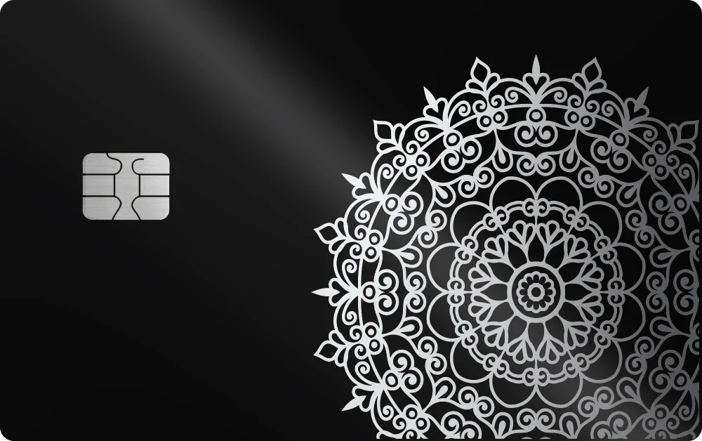 Golden Mandala metal card in Glossy Black Silver