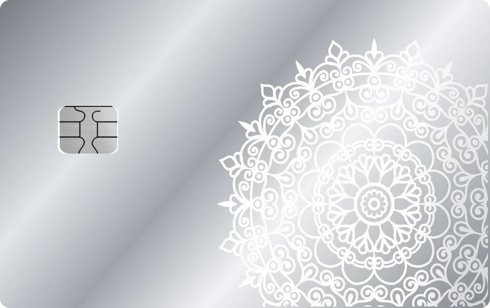 Golden Mandala metal card in Glossy Silver