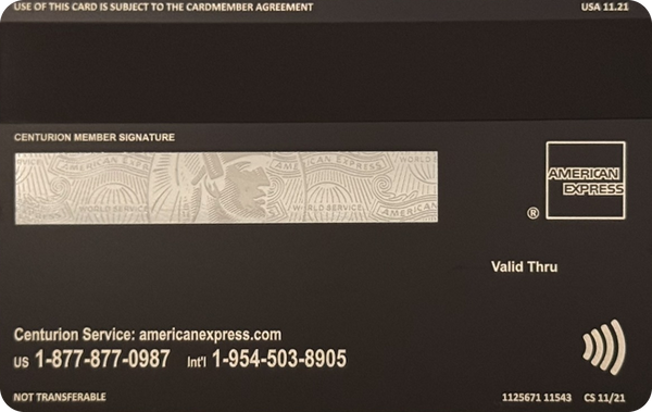 Amex, Amex Black, back