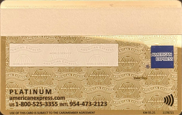 Amex, Amex Mirror Platinum, back