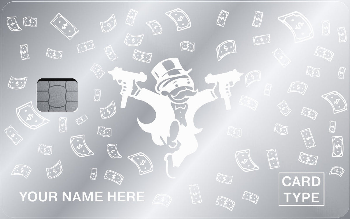 Money Rain metal card in Glossy Silver