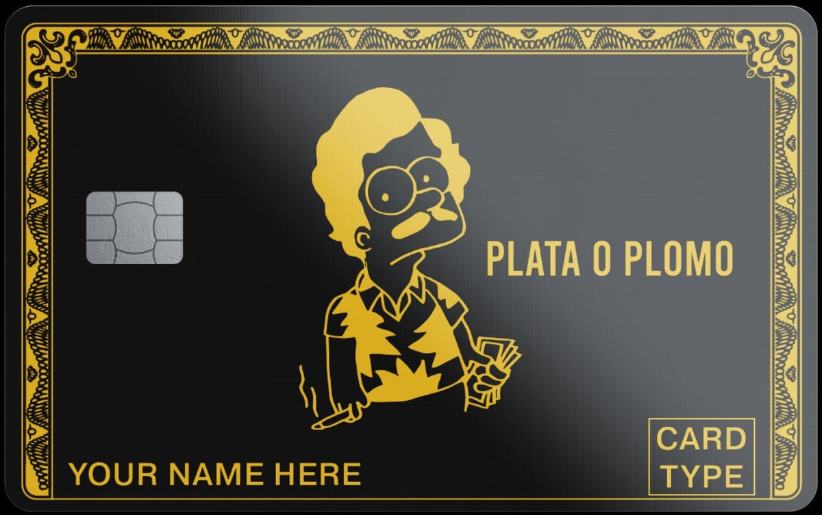 Plata o Plomo metal card, engraved stainless steel by Metacards (view 4 of 6)