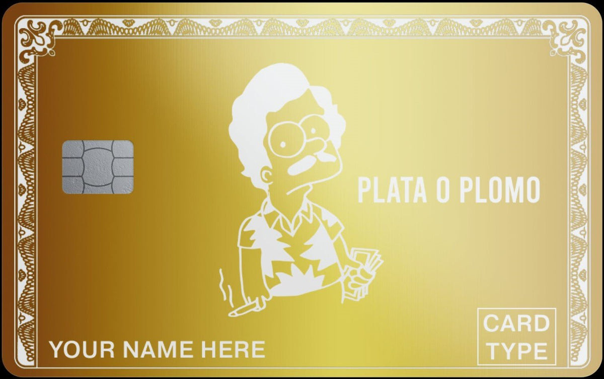 Plata o Plomo metal card, engraved stainless steel by Metacards (view 1 of 6)