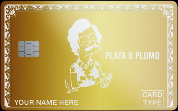 Plata o Plomo metal card, engraved stainless steel by Metacards (view 1 of 6)
