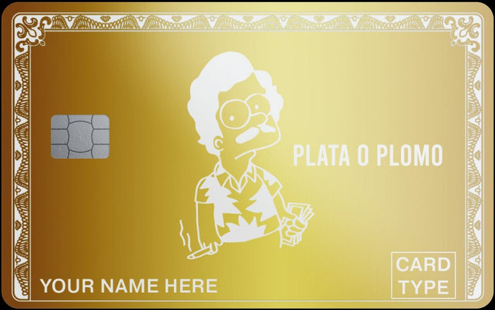 Plata o Plomo metal card, engraved stainless steel by Metacards (view 1 of 6)