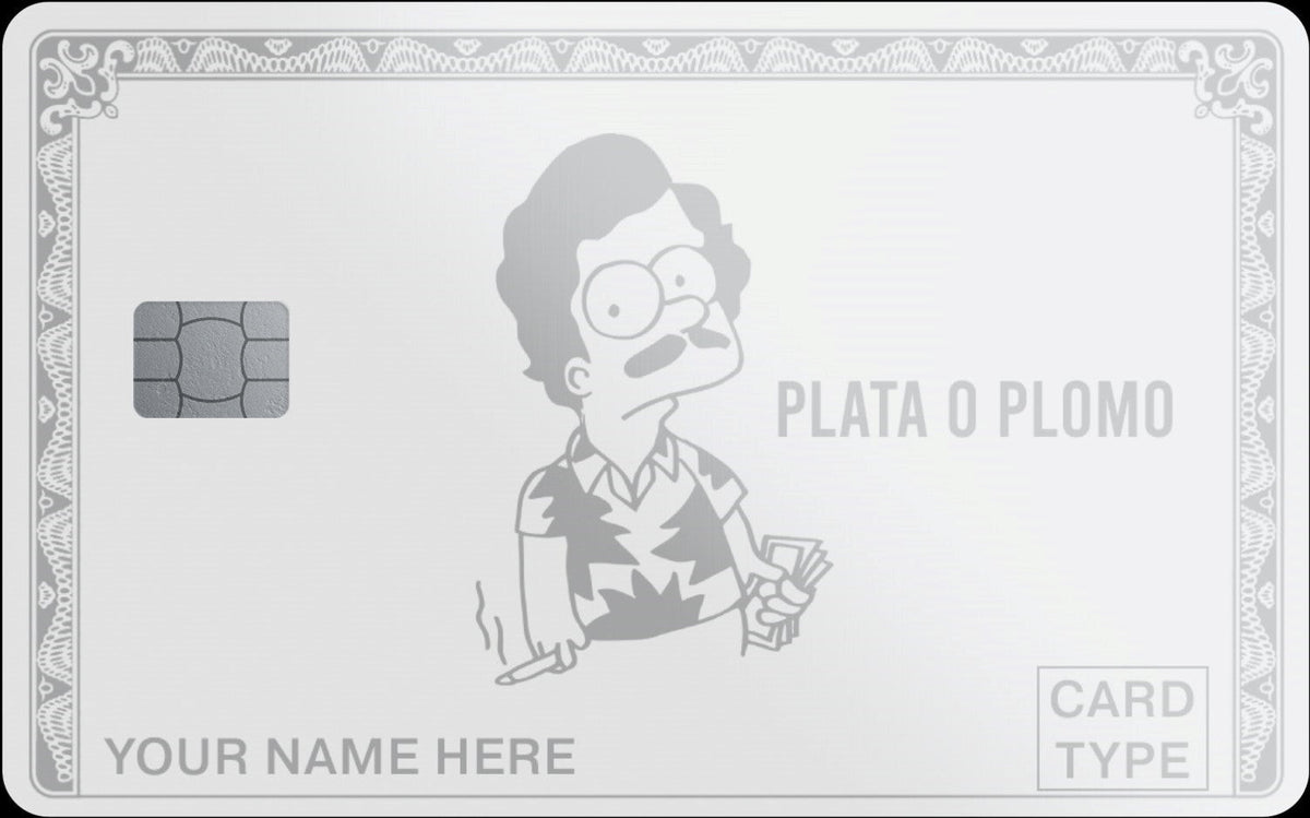 Plata o Plomo metal card, engraved stainless steel by Metacards (view 5 of 6)