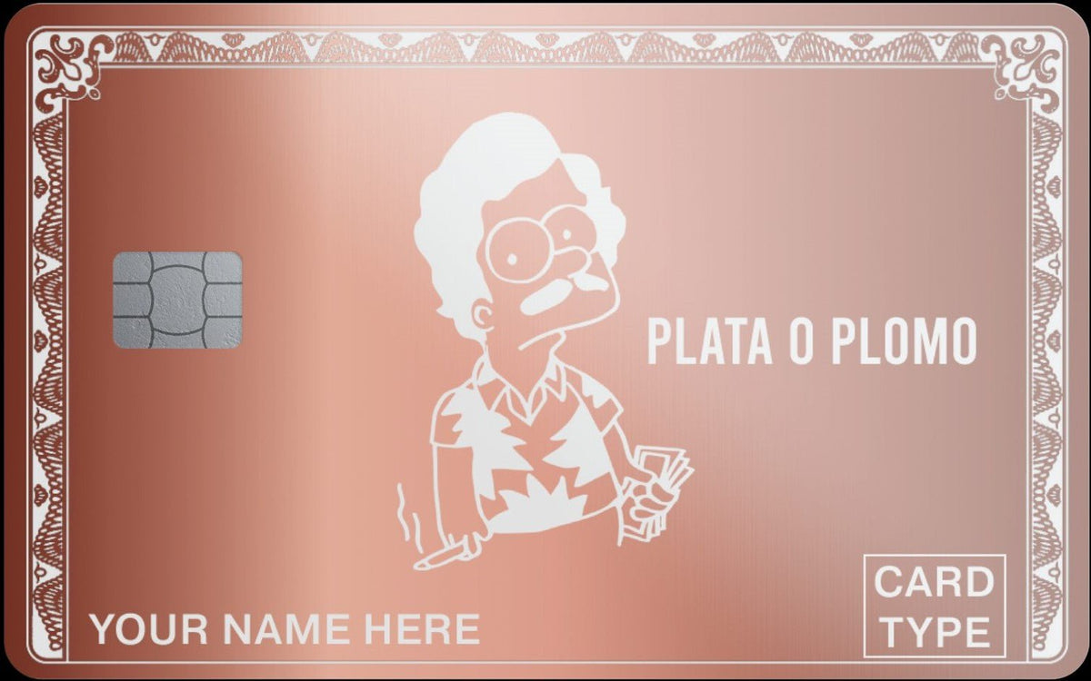 Plata o Plomo metal card, engraved stainless steel by Metacards (view 2 of 6)
