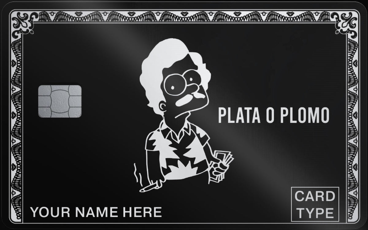 Plata o Plomo metal card in Glossy Black Silver