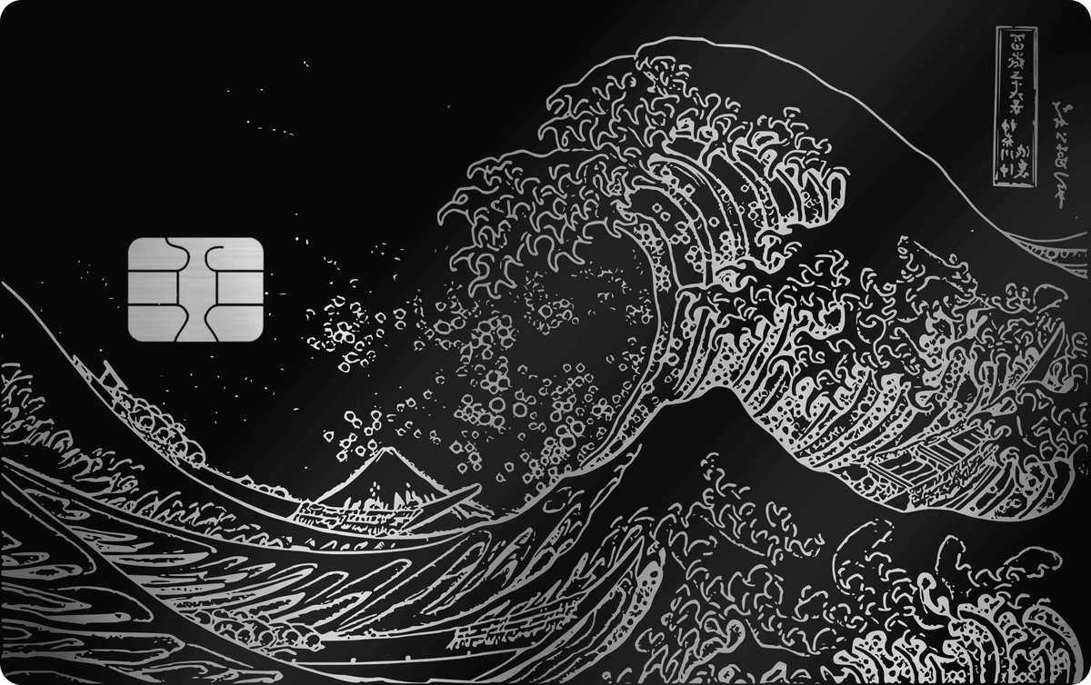 Waves metal card, engraved stainless steel by Metacards
