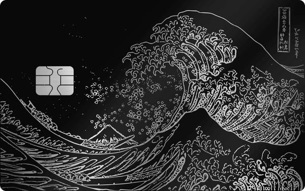 Waves metal card, engraved stainless steel by Metacards