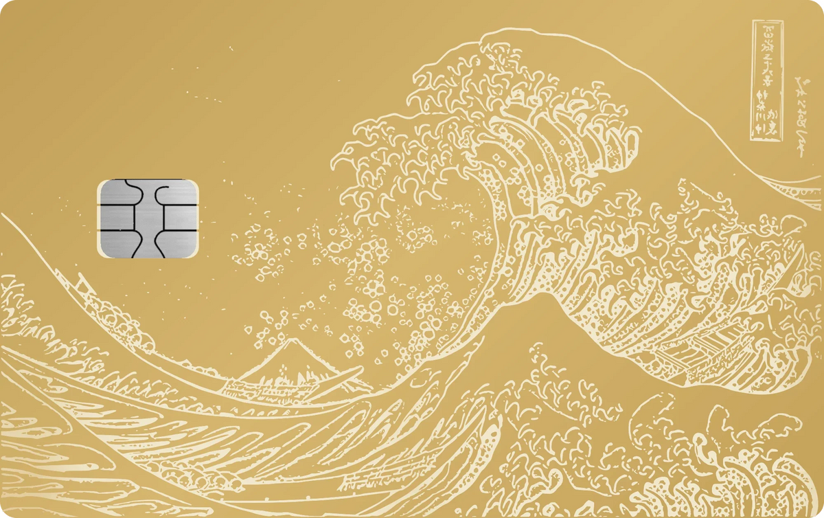 Waves metal card in Matte Gold, engraved stainless steel by Metacards