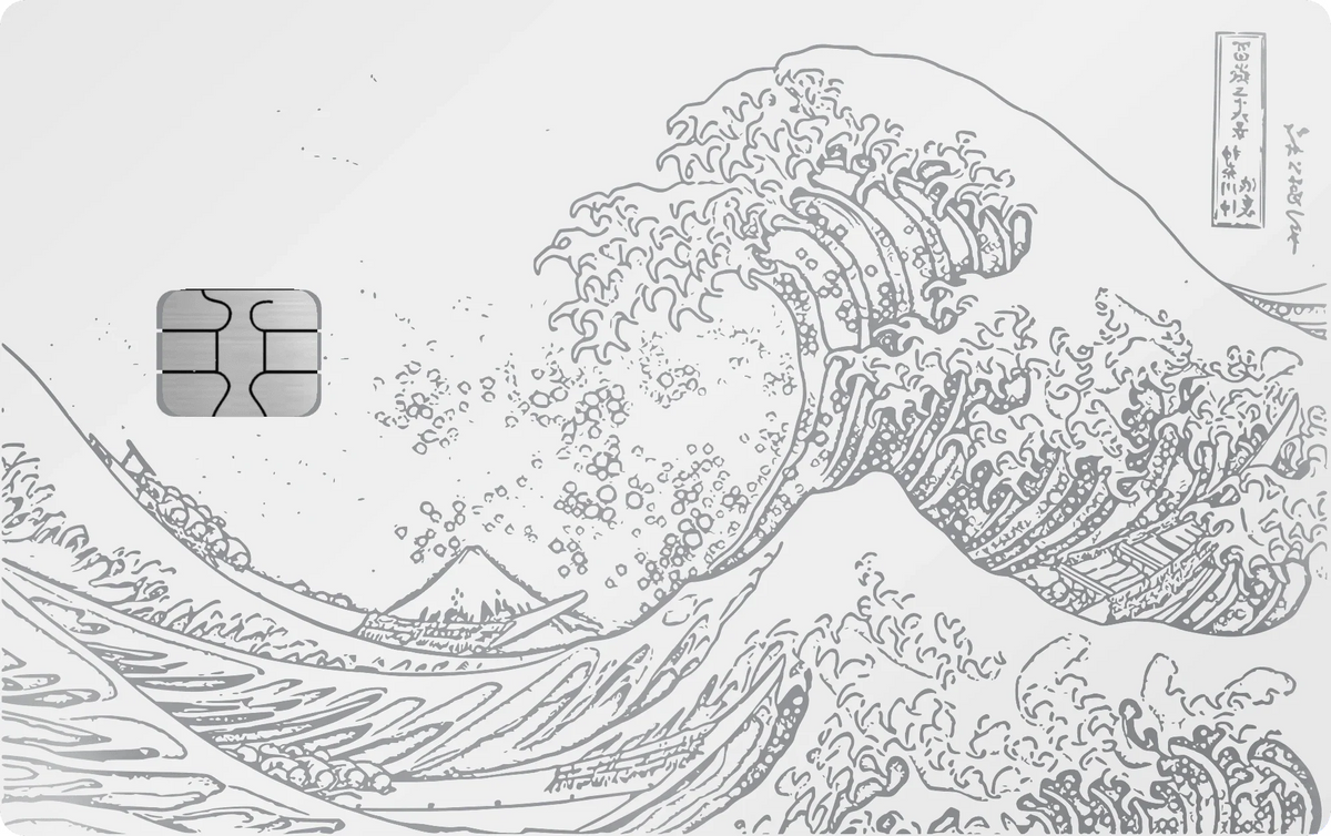 Waves metal card in White, engraved stainless steel by Metacards