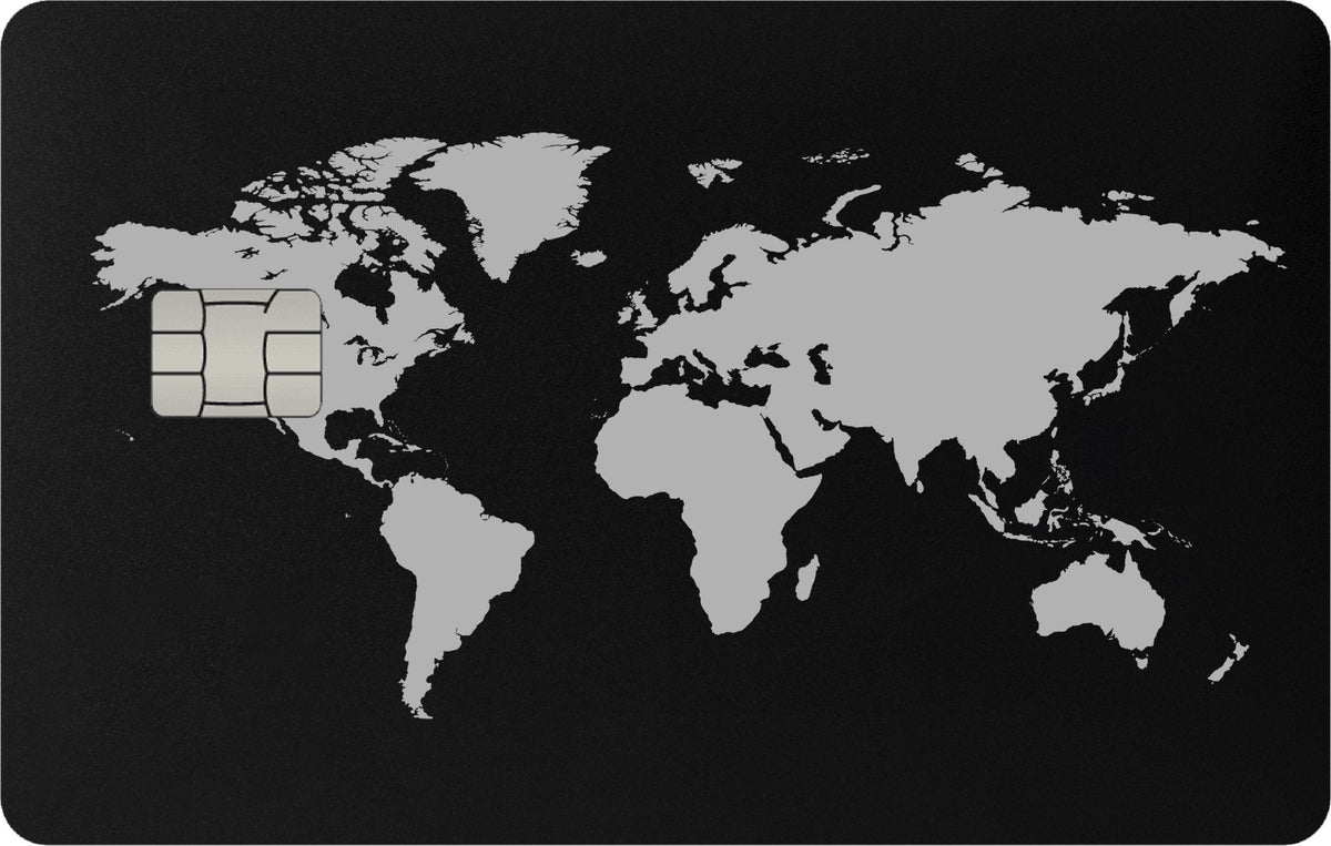 World Map Silver metal card, engraved stainless steel by Metacards (view 1 of 6)
