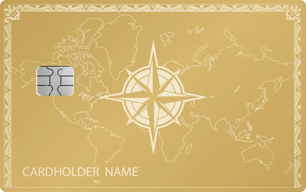 Compass Navigator metal card in Matte Gold, engraved stainless steel by Metacards