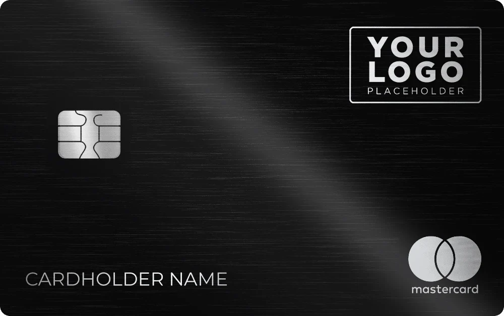 Your Logo metal card in Glossy Black Silver, engraved stainless steel by Metacards
